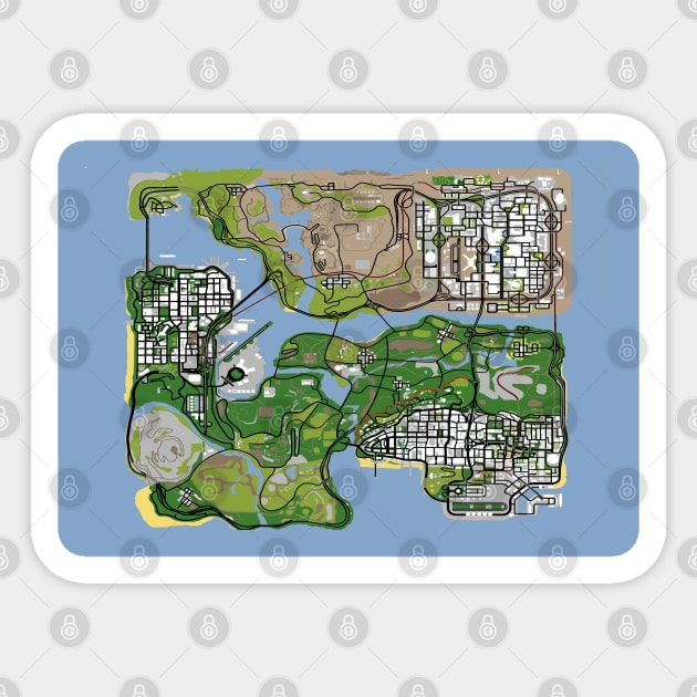 San Andreas Map Sticker by Lolebomb